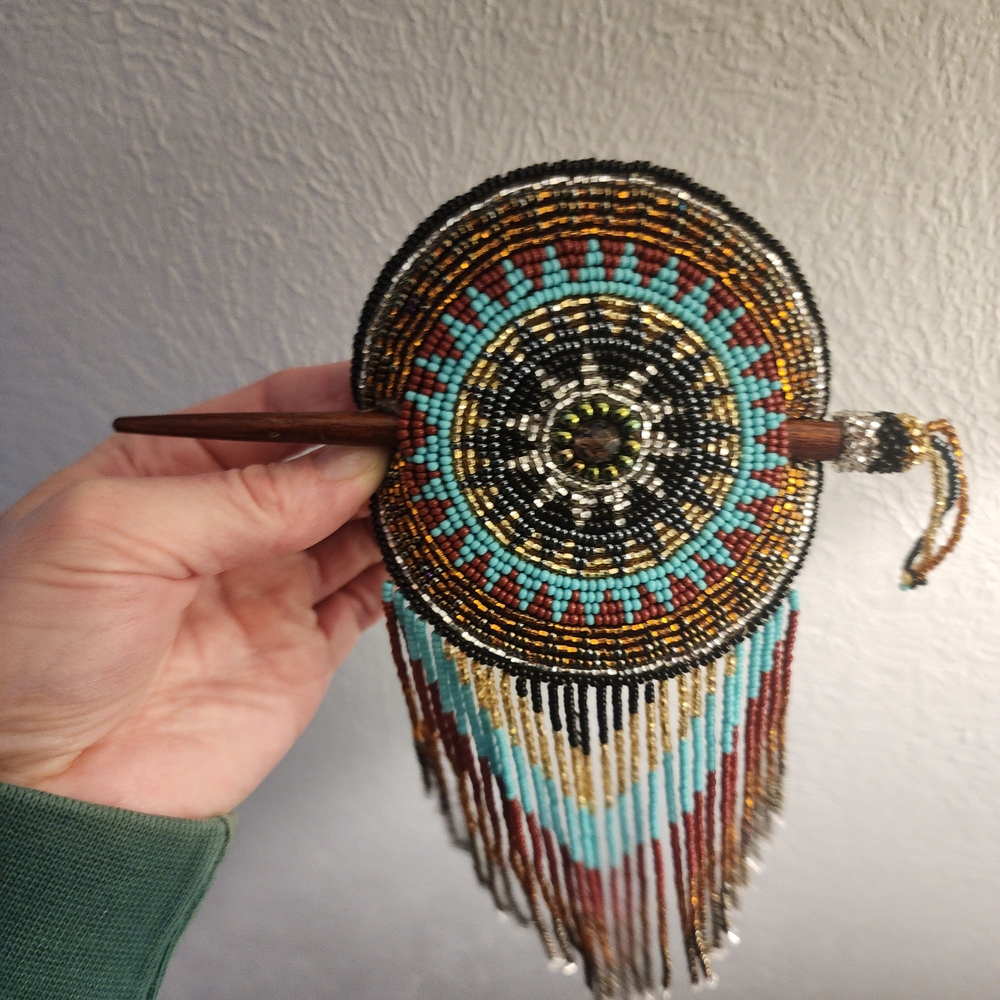 Bohemian Beaded Hair Stick with Fringe
